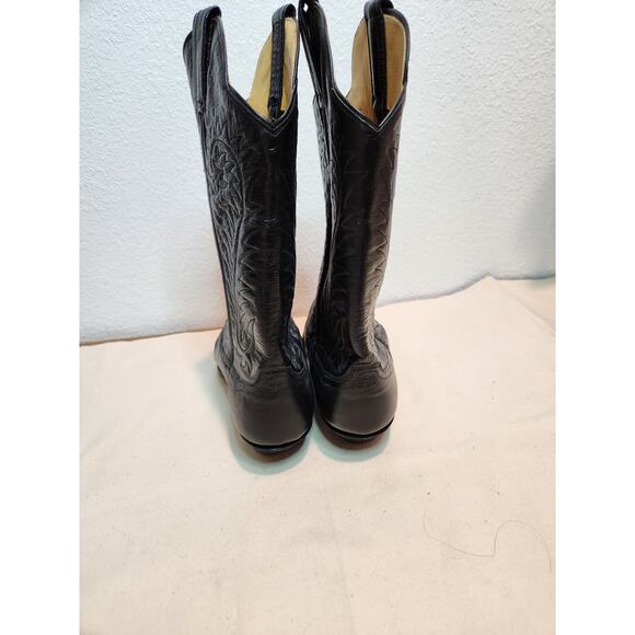 Pardavale Slim Cowboy Boots Men’s 9B Black Leather Handmade Mexico Western - Picture 5 of 9